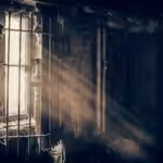 black window frame on dim light
