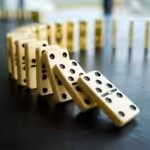 domino, game, set, plate, strategy, domino effect, falling, ai generated
